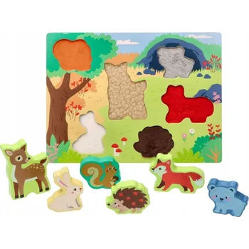 Puzzle DŘEVĚNÉ DOTYKOVÉ PUZZLE 3D LESNÍ ZVÍŘÁTKA