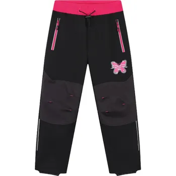 Dívčí oblečení Dívčí softshellové kalhoty nezateplené černé Kugo HK5301
