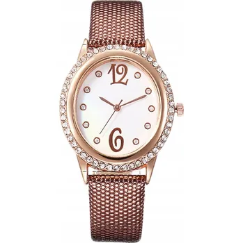 Hodinky Křemenné hodinky se zirkony, hnědé, 33~37 mm, 1 Ks