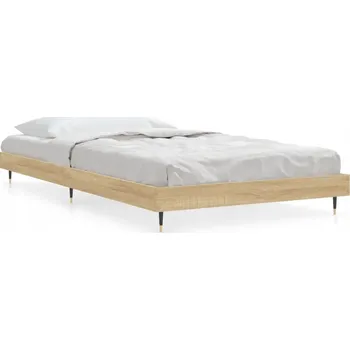 Postel Rám postele dub sonoma 203 x 93 x 20 cm, kovové nohy, překližkové lišty