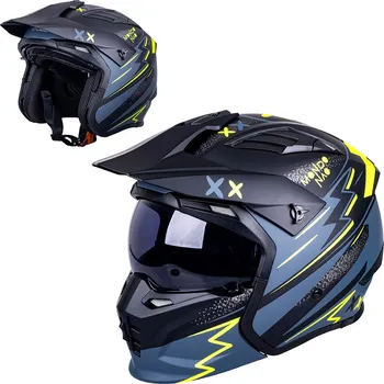 Helma na motorku W-TEC Modulární přilba Badalone Graphic matně černá-žlutá - XXL (63-64)