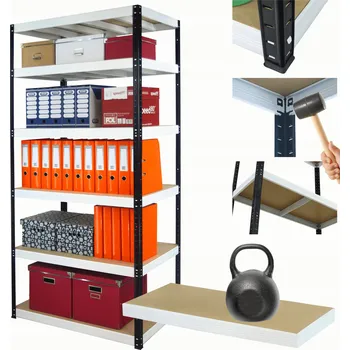 Dílenský regál Kovový regál skladový stojan HELIOS 213x75x40cm 6 polic x 175kg, kombinovatelný