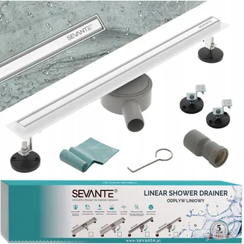 Odvodňovací žlab Lineární odtok SLIM 70 cm otočný sifon bílý ocel 304 vysoká průtočnost