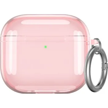 Pouzdro na mobilní telefon Transparentní obal s karabinou pro AirPods 4 - růžový