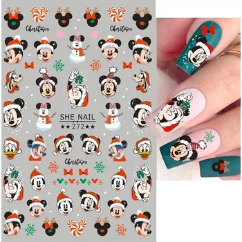 samolepka 3D Samolepky na nehty Zimní sněhové vločky Vánoce Mickey Mouse R200
