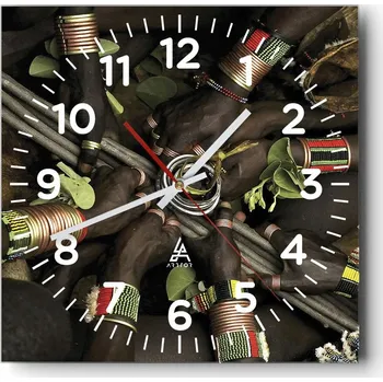 Hodiny Nástěnné hodiny do obýváku 40x40 Afrika Bezhluké Hodiny na skle Tiché