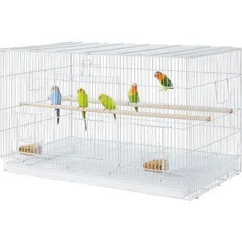 Stohovatelná široká ptačí klec 592034 white, s bidýlky, 76 x 45,5 x 45,5 cm, bílá - A YAHEETECH