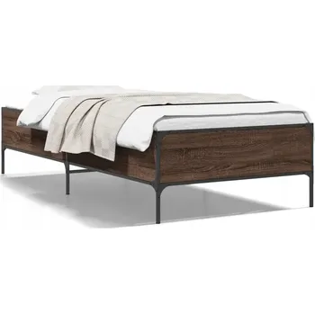 Postel Rám postele hnědý dub 193 x 78 x 44 cm, kovové nohy, překližkové lišty