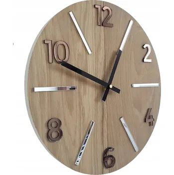 Hodiny Nástěnné hodiny dřevěné dubové akrylové Aksel Wood Brown Mirror Kulatý
