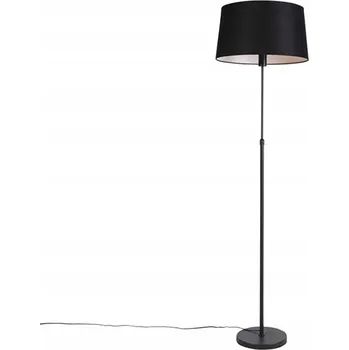 Stojací lampa Stojací lampa černá s černým lněným stínidlem 45 cm nastavitelná - Parte