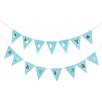 Papírová girlanda vlaječky Happy Birthday modrá