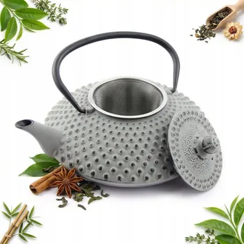 Konvice na čaj KONVICE LITINOVÁ ZÁZVOR 1,25 L ŠEDÁ S OCELOVOU SPAŘOVACÍ JEDNOTKOU NA ČAJ A BYLINKY