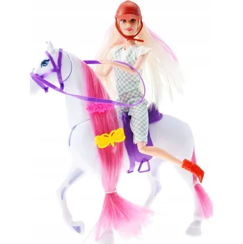 Panenka PANENKA DŽOKEJKA S KONĚM VELKÝ KŮŇ KONÍK K ČESÁNÍ S PANENKOU POHYBLIVÉ PRVKY