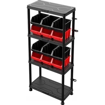 Dílenský regál Plastový regál Patrol group, 4 police, nosnost 25 kg, 134x60x30 cm