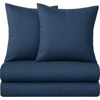 Povlečení Povlečení 160x200 tmavě modré Denim s proužky damaškové 160x200 satén