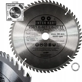 Vrták Vidiový kotouč Inter-Kert z tvrdokovu na dřevo 230x22,2 mm 60Z