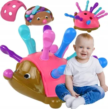 Dřevěná hračka Třídič – učení počítání a barev MONTESSORI pro děti ke Den dětí – ježek