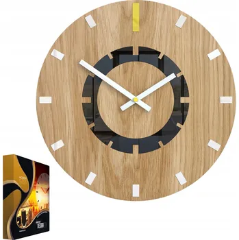 Hodiny Nástěnné hodiny dřevěné dubové akrylové Atény Wood Red Kulatý Quartzové