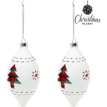 Vánoční dekorace 2249 Vánoční koule Christmas Planet 1990 (2 uds) Sklo Bílý