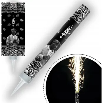 Party dekorace FONTÁNA NA 2 PAC TUPAC SHAKUR BRONX NÁKRČNÍK NAROZENINY RACA SVÍČKA 12 cm