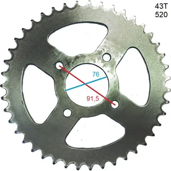 Řetězová sada pro motocykl Rozeta 43 zubů pro řetěz 520