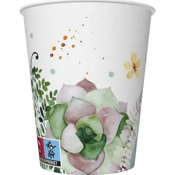 Party nádobí KELÍMKY PAPÍROVÉ dekor květinová louka oslava pro děti 270 ml 8 ks
