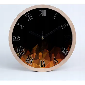 Hodiny Velké dřevěné tiché nástěnné hodiny abstrakce průměr 30 cm
