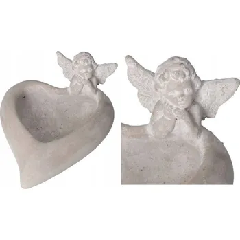 Svícen ANDĚL KVĚTINÁČ SVÍCEN NA HROB Z KAMENE 17 CM
