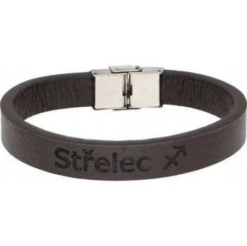 Náramek Pánský kožený náramek hnědý se znamením Střelec