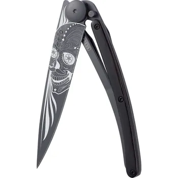 Sport Kapesní nůž Deejo 1GB106 Tattoo Black 37g ebony wood Latino Skull