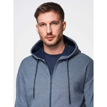 Pánská mikina Pánská měkce strukturovaná mikina s kapucí - tmavě modrá V2 OM-SSZP-0191 - XXL