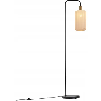 Stojací lampa Stojací lampa Japandi černá se zlatým a béžovým stínidlem - Pluni
