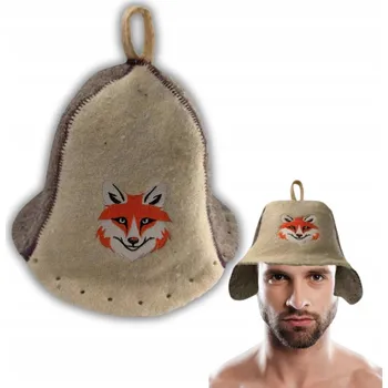 ČEPICE DO SAUNY - KLOBOUK DO SAUNY s Liškou ve světle a tmavé barvě, 100% VLNA