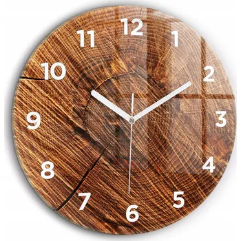 Hodiny Moderní skleněné nástěnné hodiny Dekorativní dřevo bílé ručičky průměr 60 cm