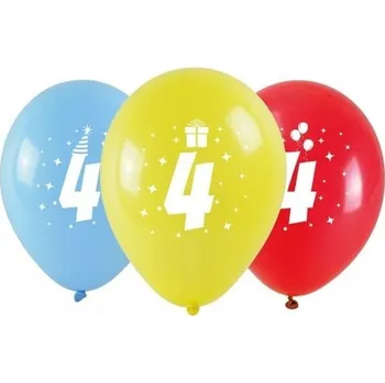 Balónek BALÓNKY K 4. NAROZENINÁM barevné 3ks