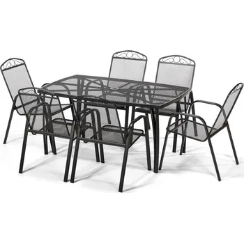 Zahradní sestava Vikio Zahradní jídelní kovový set pro 6 osob V126 antracit ZA AKČNÍ CENU
