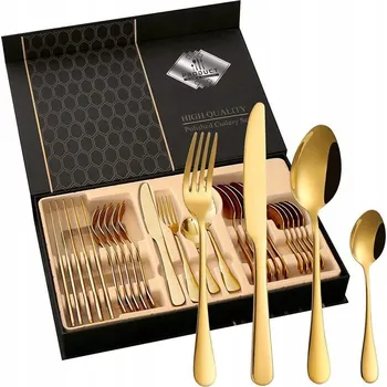 Příbor SADA PŘÍBORŮ ZLATÝ LESK PRO 6 OSOB - 24 KUSŮ