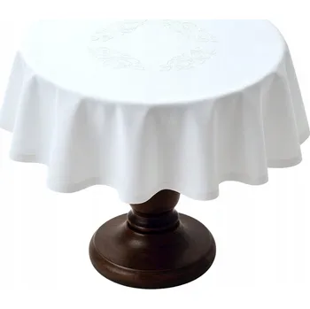 ubrus Ubrus kruhový kulatý bílý VYŠÍVANÝ 140 cm teflonovaný, PLAMOVZDORNÝ