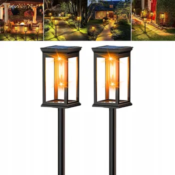 Venkovní osvětlení 2X SOLÁRNÍ LAMPA ZAPICHOVACÍ ZAHRADNÍ VODĚODOLNÁ SENZOR SOUMRAKU ŽÁROVKA