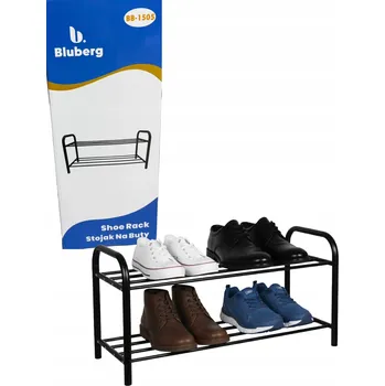 Botník BOTNÍK POLICE REGÁL NA BOTY KOVOVÝ ČERNÝ 2 POLICE ORGANIZÉR