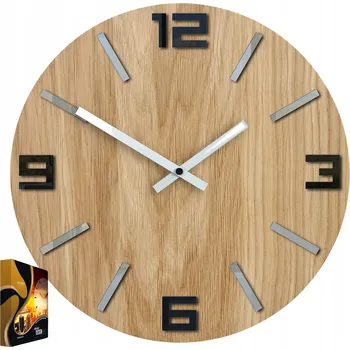 Hodiny Akrylové nástěnné hodiny s quartzovým mechanismem, arabské číslice, dřevěný vzhled, černé, 33 cm Kulatý