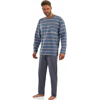 Pánské pyžamo SESTO SENSO Dlouhé bavlněné pyžamo s proužky XXL