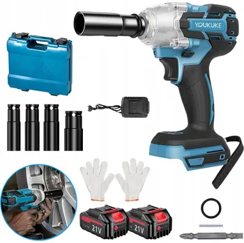 Aku Rázový Utaovák Bezuhlíkový + Sada Nástavců 2x Aku Silný 520 Nm Na Kola