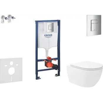 WC sada Grohe Rapid SL - Set předstěnové instalace, klozetu Oudee Vortex a sedátka softclose, tlačítko Skate Cosmopolitan, chrom SANI11BA3109