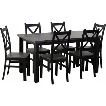 Jídelní set Kuchyňský set: stůl 150/190x80 + 6 jídelních židlí M003-6 Černá/Beton