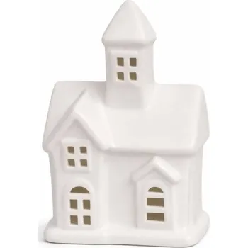 Velikonoční dekorace DECOLED LED dekorace kostelíček na baterie 7,5 × 6 × 12 cm, keramický, LR44, teple bílá