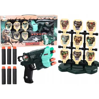 Dětská zbraň Sada Pistole s Terčem a Pěnové Šipky Dinosauři Zelená