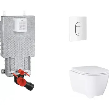 WC sada Grohe Uniset - Set předstěnové instalace, klozetu, sedátka SoftClose a tlačítka Arena Cosmopolitan, alpská bílá SANI15BB3114