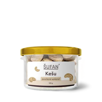 ŠUFAN s.r.o. Kešu pražené solené ve skle - 100 g