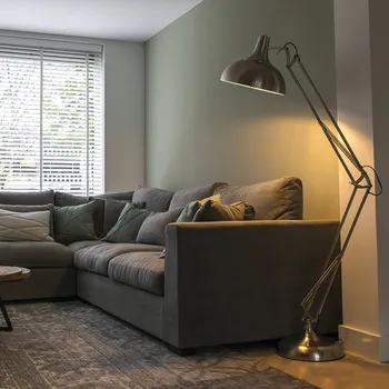 Stojací lampa Stojací lampa QAZQA Hobby fl E27 60 W šedá